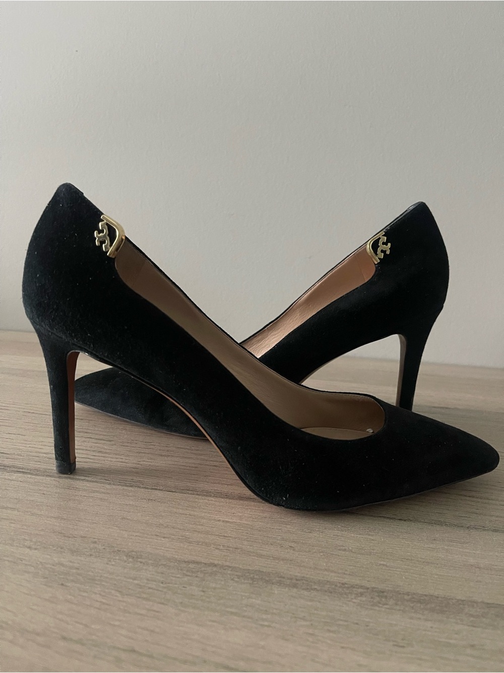 Tory Burch | Black Suede Leather Pointed Toe Pumps Heels Classic Formal Designer